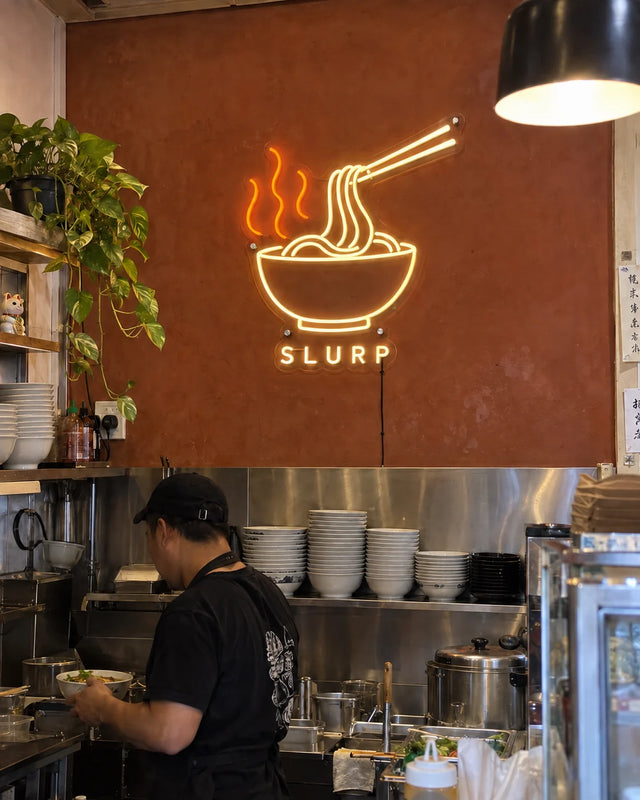 Restaurant & cafe — Noodle Wave — Slurp — Restaurant & cafe · SLURP · graphic-led shop scene