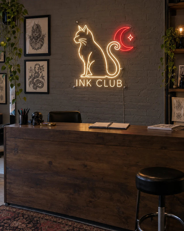 Tattoo studio — Moon Cat — Ink Club — Tattoo studio · INK CLUB · graphic-led shop scene