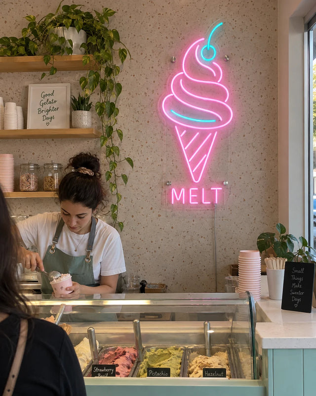 Ice cream shop — Cherry Swirl — Melt — Ice cream shop · MELT · graphic-led shop scene