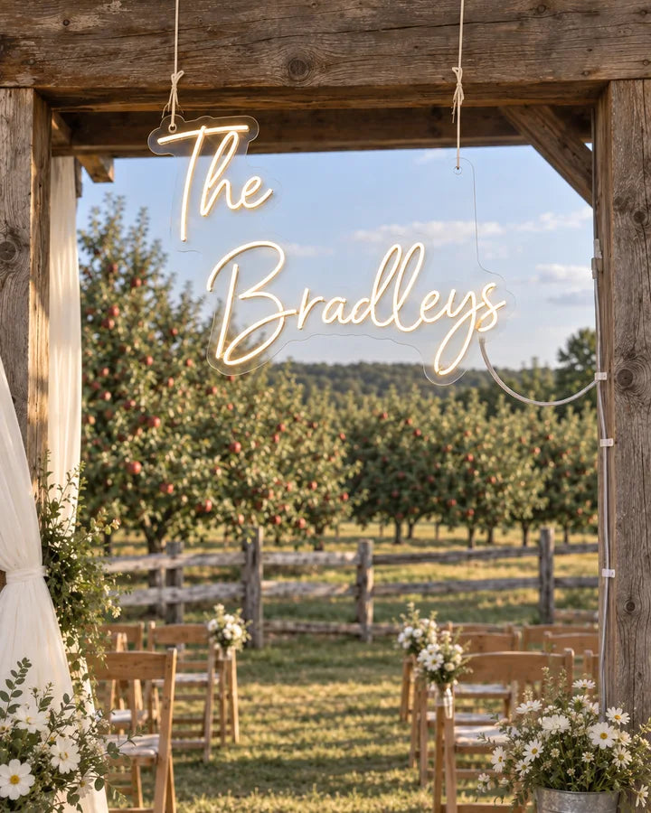 The
Bradleys / Garden / Sign & cord installation detail